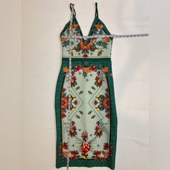 NWT COLCCI Made in Brazil‎ 🇧🇷 V neck Sleeveless Bodycon Floral Midi Dress Sz 4 - Picture 10 of 14